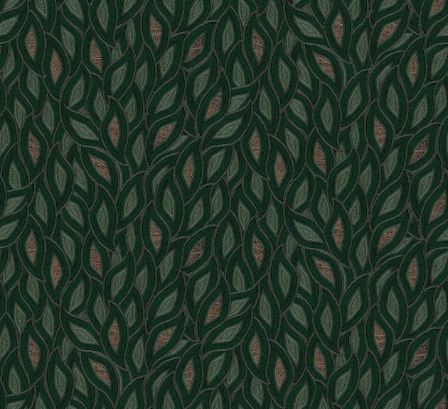 Khroma TER402 Terra Maeve Emerald - tapeta z motywem liści