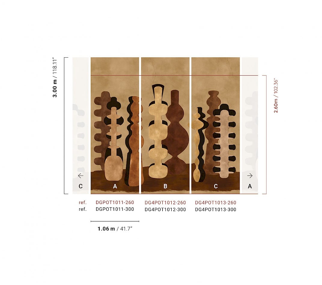 Khroma DGPOT1012 Terra Guinea Potteries Sienna 300 cm - mural z motywem totemu