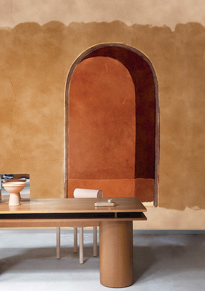 Khroma DGALC1033 Terra Oyster Sienna 300 cm - mural z motywem wejścia zakończonego łukiem