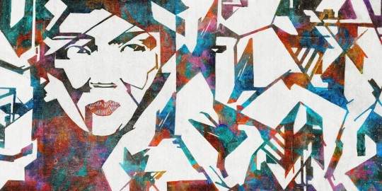 Dekorami Adriana 4 - mural geometryczny z twarzą