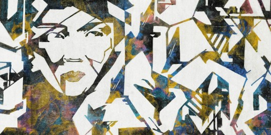 Dekorami Adriana 5 - mural geometryczny z twarzą