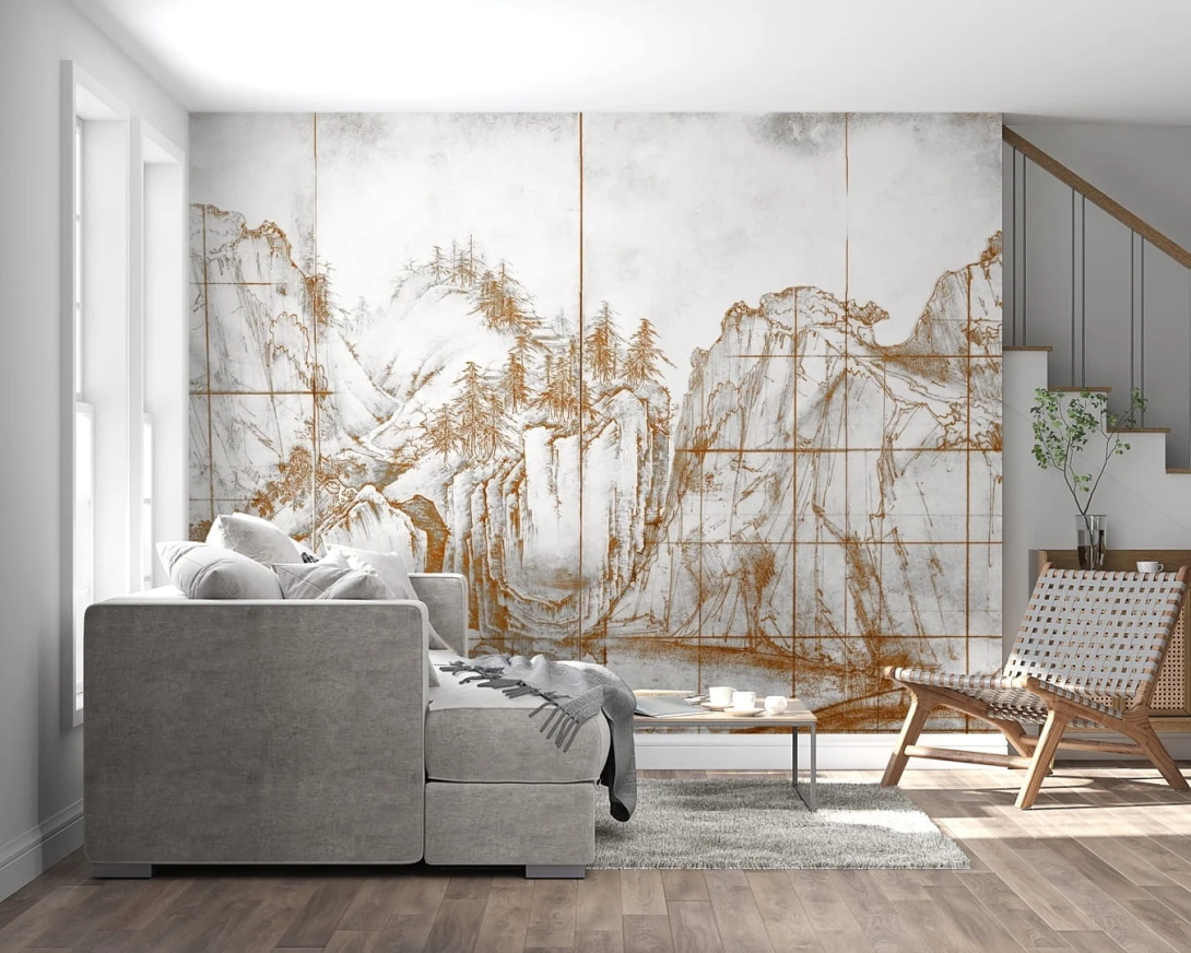 Dekorami Shangri-La 1 - mural górska przełęcz