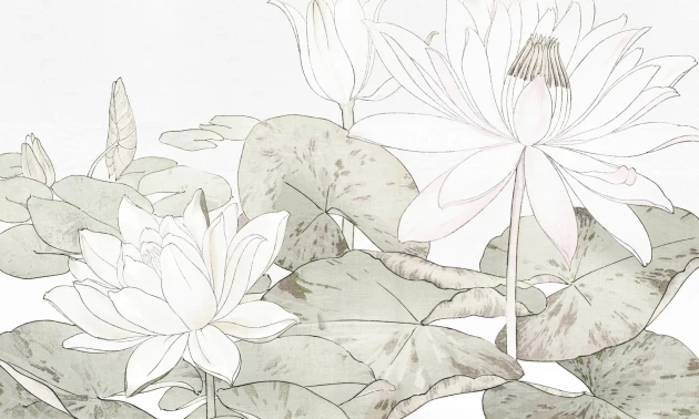 Dekorami Hasu 3 - mural w lilie wodne