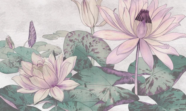 Dekorami Hasu 6 - mural w lilie wodne