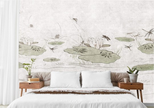 Dekorami Lilly Pond 2 - mural z liśćmi na tafli wody