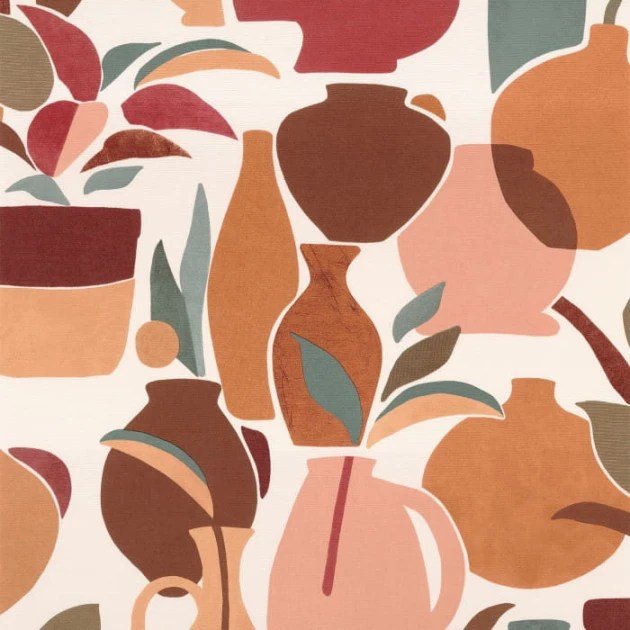 Casamance 76210712 Terra Rossa Vallauris - tapeta z motywem wazonów