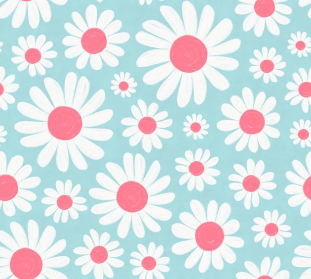 Rebel Walls R19581 Cottage Cool Dashing Daisies Turquoise - mural z motywem stokrotek