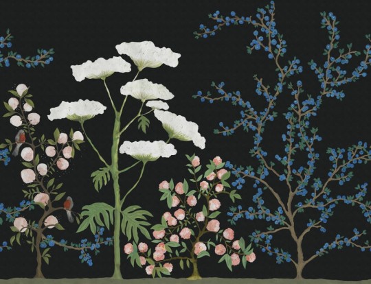 Rebel Walls R18711 Cottage Cool Crowberry Midnight - mural łąka