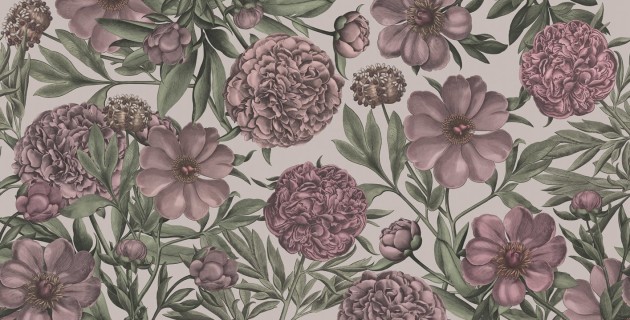 Rebel Walls R18719 Cottage Cool Peony Delight Purple - mural piwonie