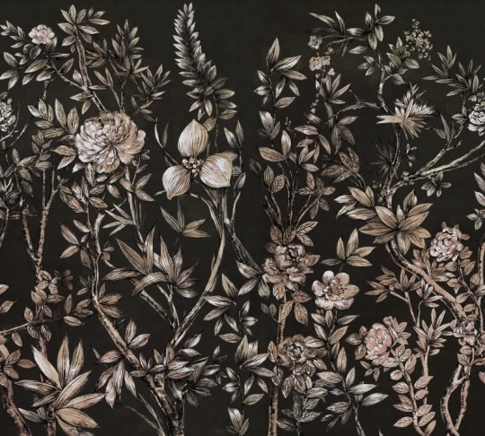 Rebel Walls R18729 Cottage Cool Silk Floral Midnight - mural z motywem kwiatów