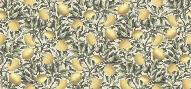 Rebel Walls R18683 Cottage Cool Lemon Tree Light Green - mural z motywem cytryn