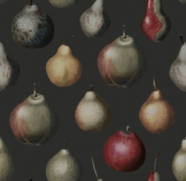 Rebel Walls R18690 Cottage Cool Vintage Pear Midnight - mural gruszki