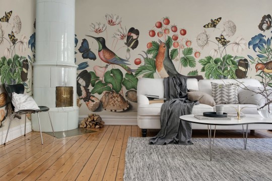 Rebel Walls R18660 Cottage Cool Vintage Flora And Fauna Color - mural z motywem ptaków, owadów i owoców