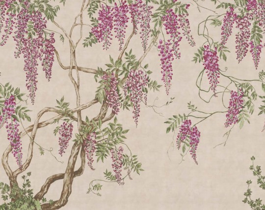 Rebel Walls R18732 Cottage Core Wisteria Tree Dusty Pink - mural z motywem glicynii