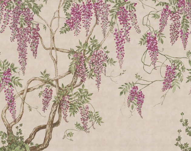 Rebel Walls R18732 Cottage Core Wisteria Tree Dusty Pink - mural z motywem glicynii