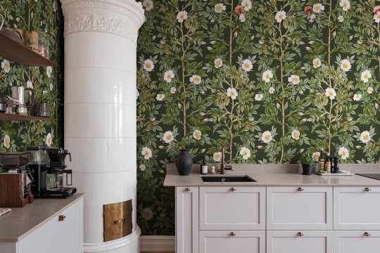 Rebel Walls R18703 Cottage Core Rose Hip Midnight - mural w kwiaty