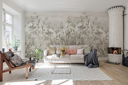 Rebel Walls R18685 Cottage Core Misty Garden Sand - mural łąka