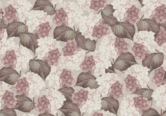 Rebel Walls R18675 Cottage Core Hydrangea Sand - mural w kwiaty hortensji