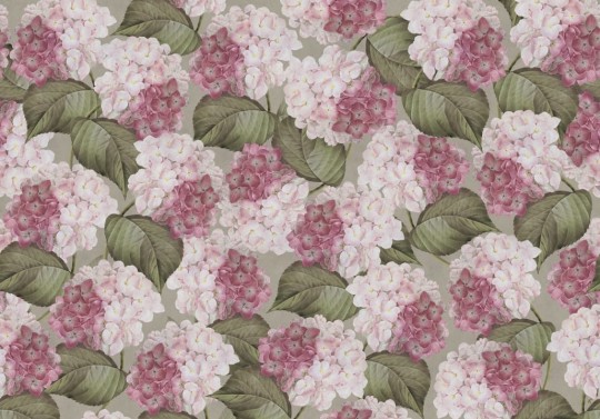 Rebel Walls R18676 Cottage Core Hydrangea Pink - mural w kwiaty hortensji