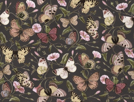 Rebel Walls R18674 Cottage Core Butterflies Midnight - mural motyle