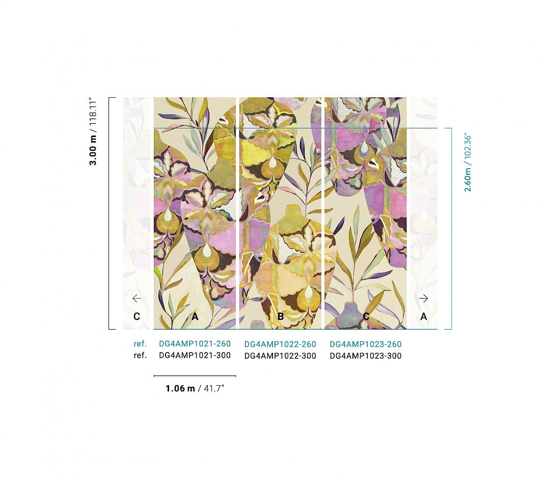 Khroma DG4AMP1021 Wall Designs IV Amphor Indi 260 cm - mural z motywem abstrakcyjnych kwiatów