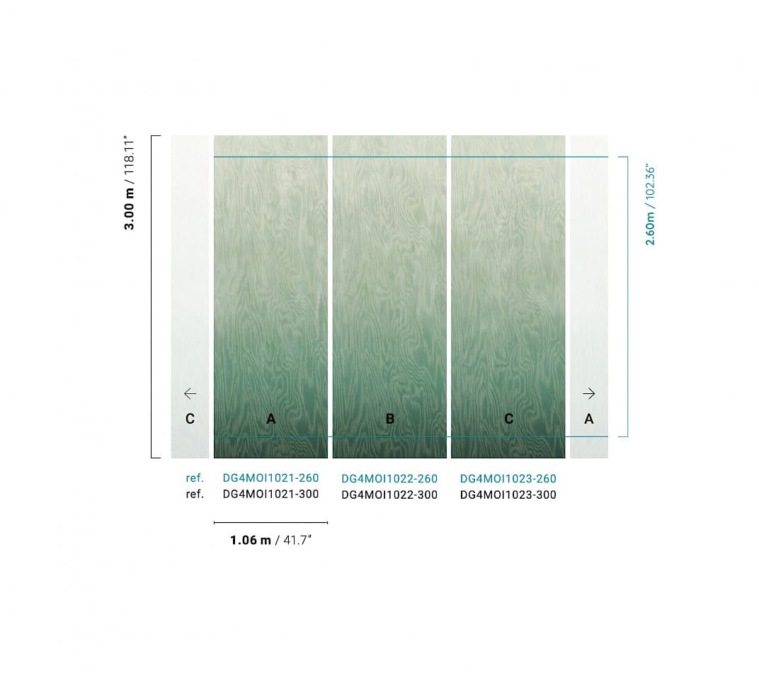 Khroma DG4MOI1021 Wall Designs IV Moiré Green 300 cm - mural z motywem drewnianej powierzchni