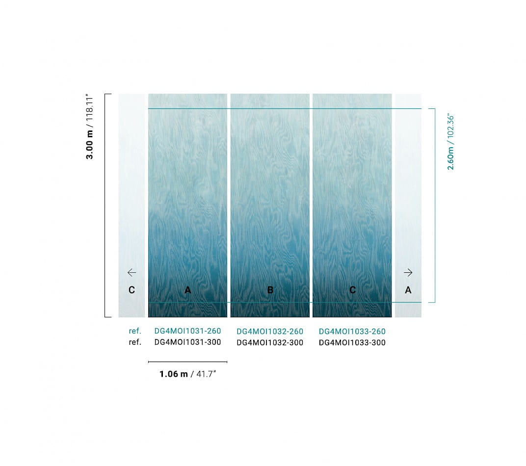 Khroma DG4MOI1032 Wall Designs IV Moiré Blue 300 cm - mural z motywem drewnianej powierzchni