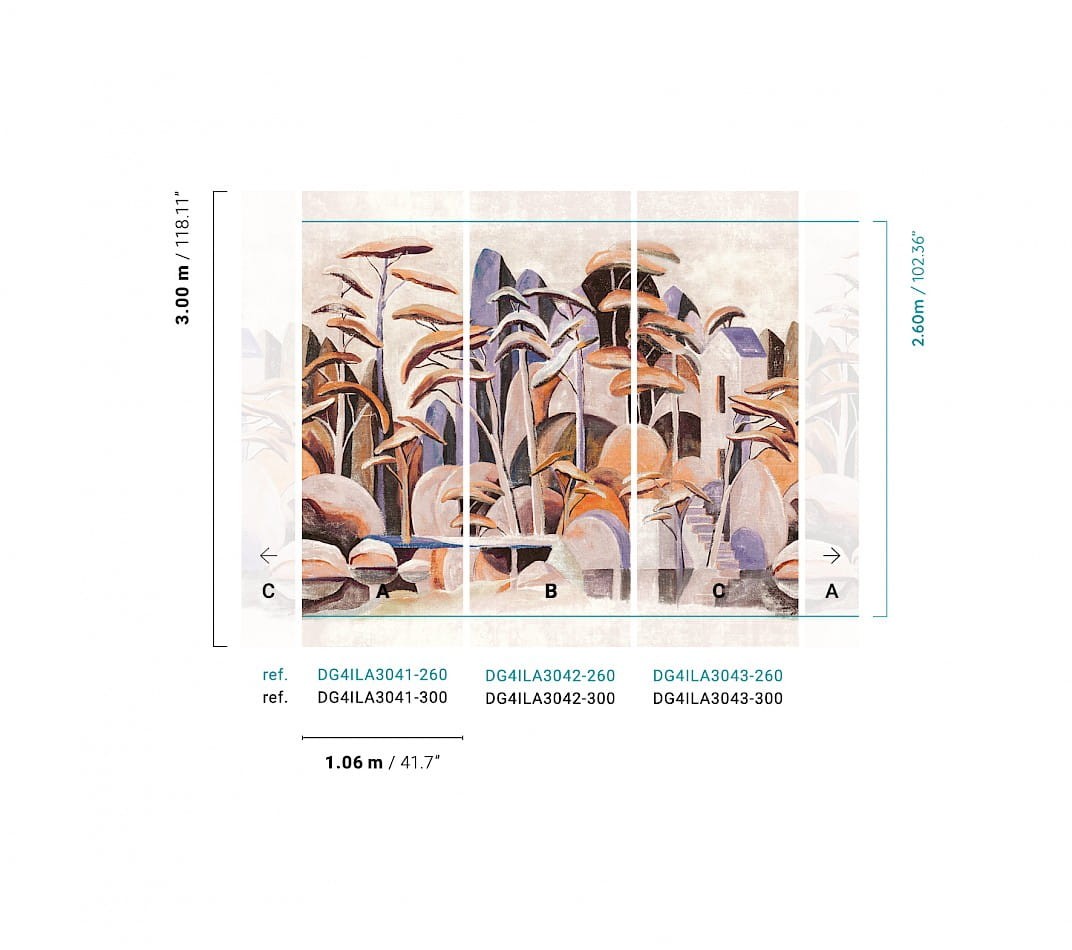 Khroma DG4ILA3041 Wall Designs IV Cerreto Purple 300 cm - mural z motywem wysokich drzew i skał