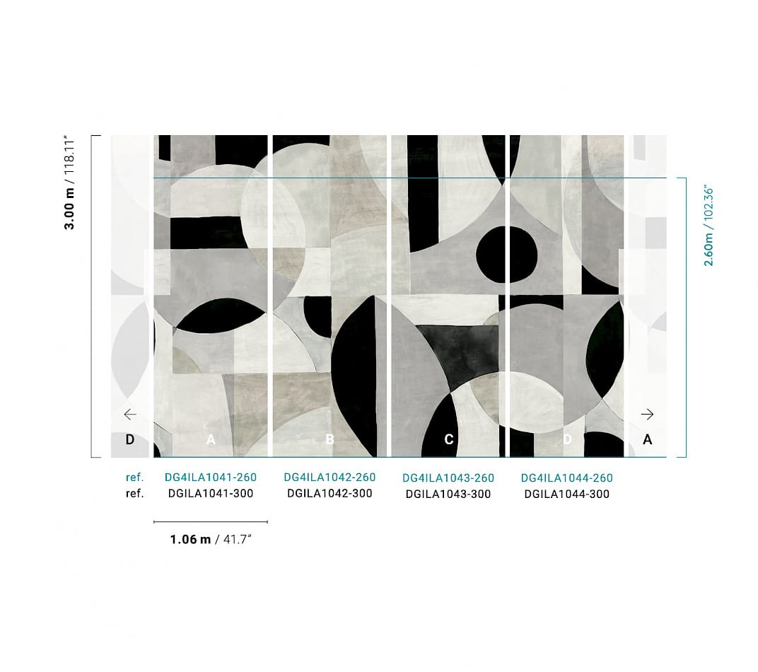 Khroma DGILA1041 Wall Designs IV Patina Caviar 260 cm - mural geometryczny