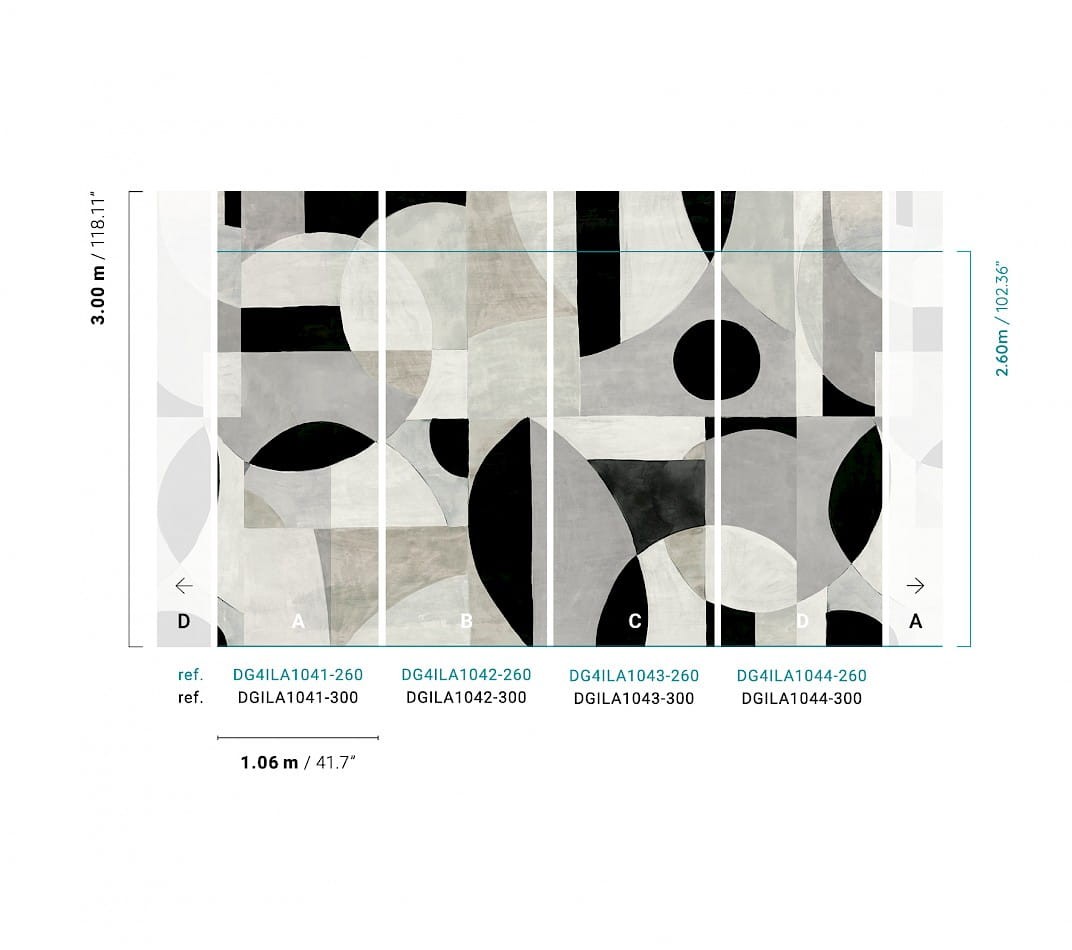 Khroma DGILA1044 Wall Designs IV Patina Caviar 300 cm - mural geometryczny