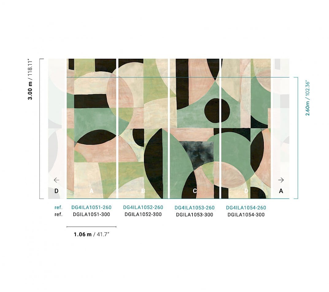 Khroma DGILA1054 Wall Designs IV Patina Ivy 300 cm - mural geometryczny