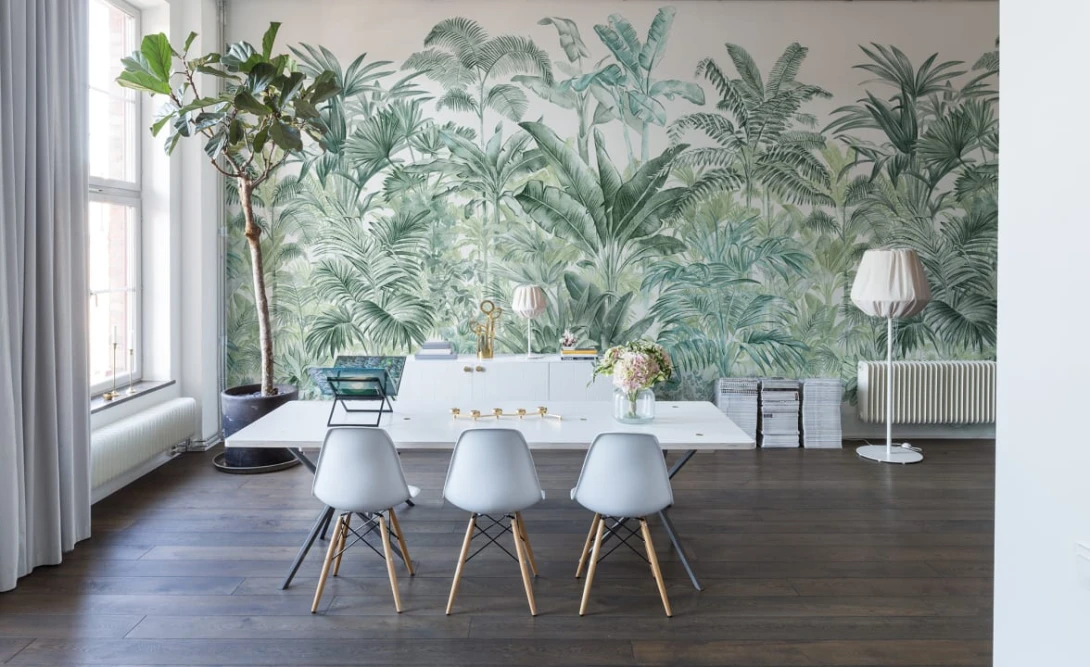 Rebel Walls R15902 Bouquet Pride Palms Emerald - mural egzotyczny