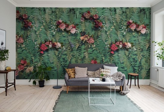 Rebel Walls R15801 Bouquet Unfading Flowers - mural w kwiaty i liście paproci