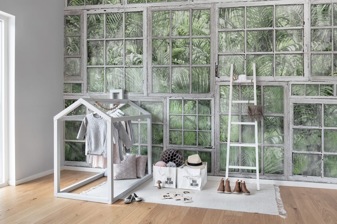 Rebel Walls R14371 Walls Curious Perspective Jardin - mural z widokiem na ogród