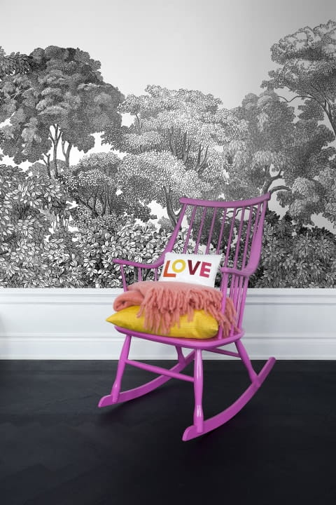 Rebel Walls R13053 Greenhouse Bellewood Black Toile - mural leśny