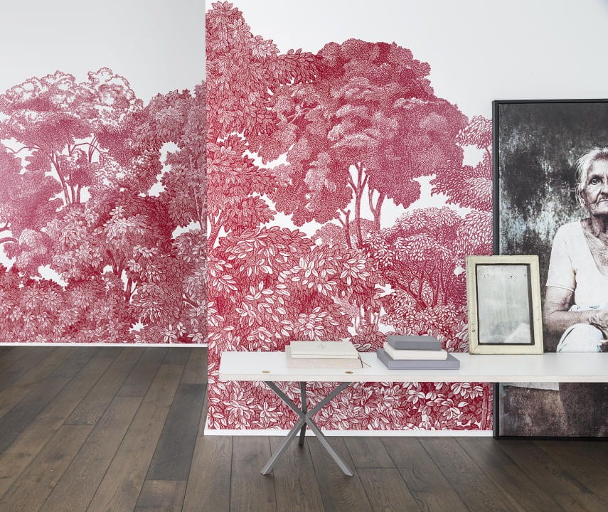 Rebel Walls R13056 Greenhouse Bellewood Crimson Toile - mural leśny