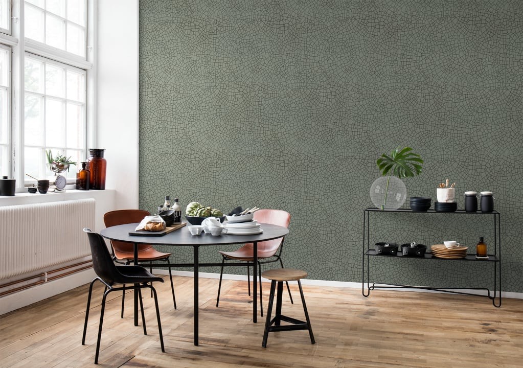 Rebel Walls R14672 Home Raku Crackle Jade - mural geometryczny