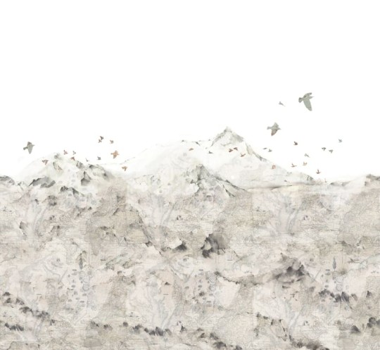 Rebel Walls R13871 Maps Paper Mountains - mural górski z motywem mapy