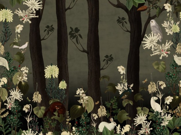 Rebel Walls R17131 Moss & Coral Rabbit Hole Moss - mural z królikiem