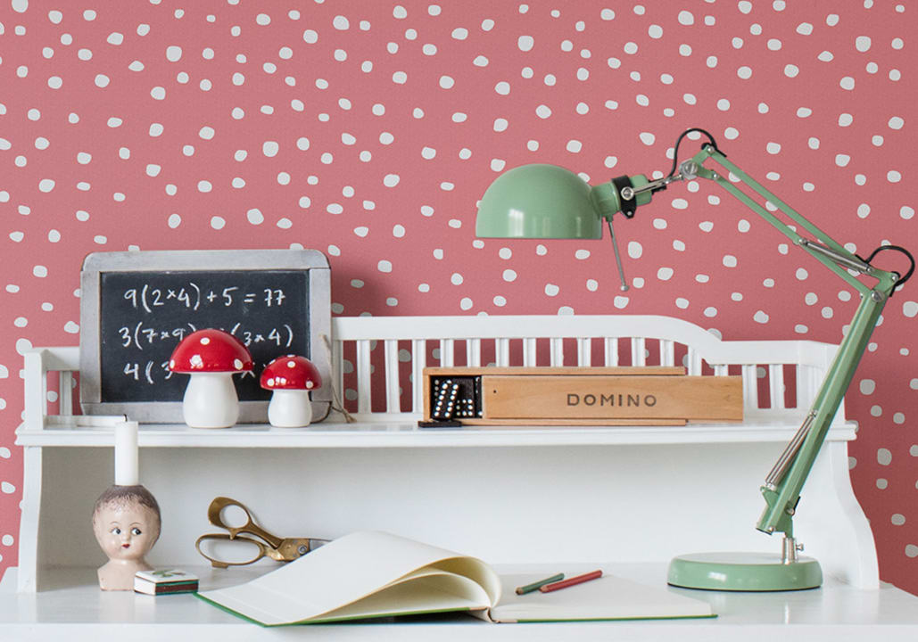 Rebel Walls R15755 Nostalgia Anew Rebel Dot Peach - mural w kropki