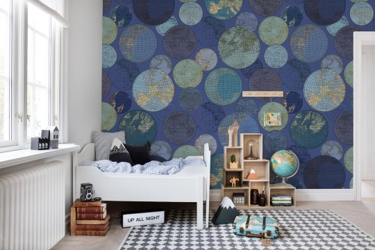 Rebel Walls R13883 Palette Globes Gathering Blue - mural w globusy