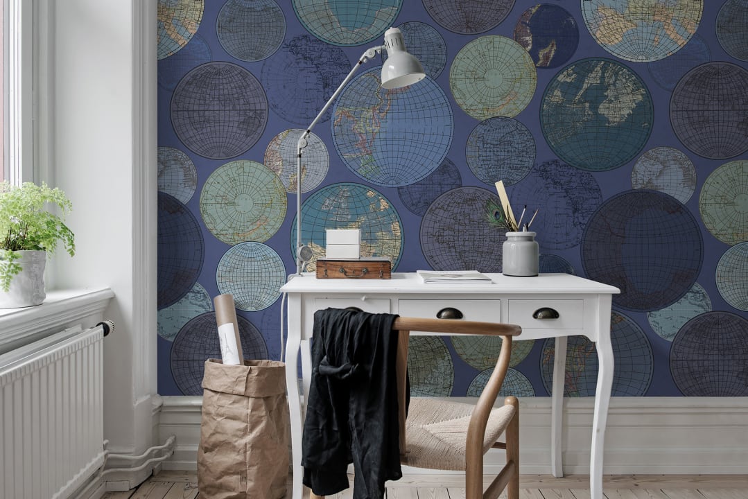 Rebel Walls R13883 Palette Globes Gathering Blue - mural w globusy