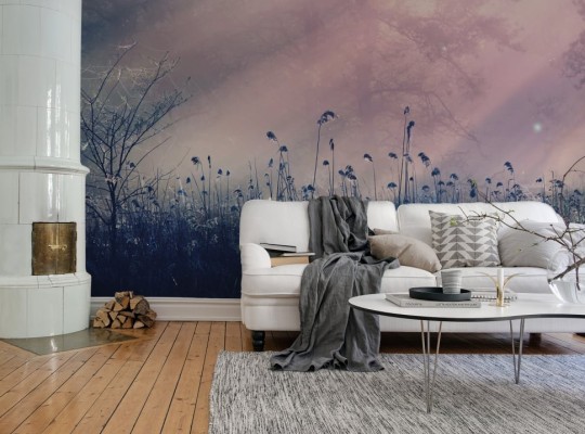 Rebel Walls R15361 Palette Pink Dawn - mural leśny z mgłą