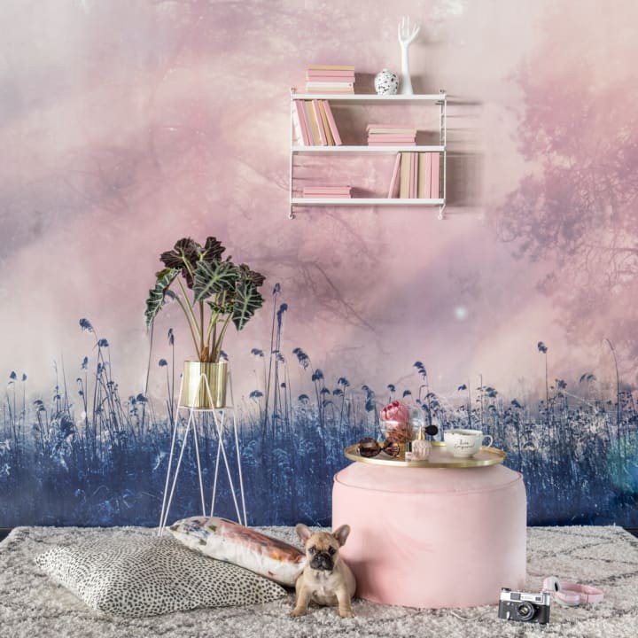 Rebel Walls R15361 Palette Pink Dawn - mural leśny z mgłą