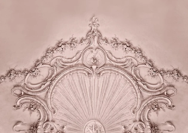 Rebel Walls R15483 Palette Stucco Gloria Dusty Pink - mural z rozetą