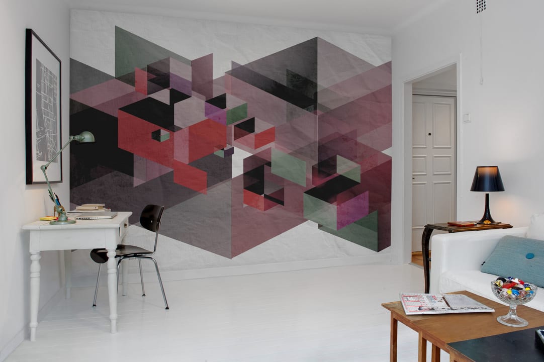 Rebel Walls R12313 Panorama Fractal Red - mural geometryczny