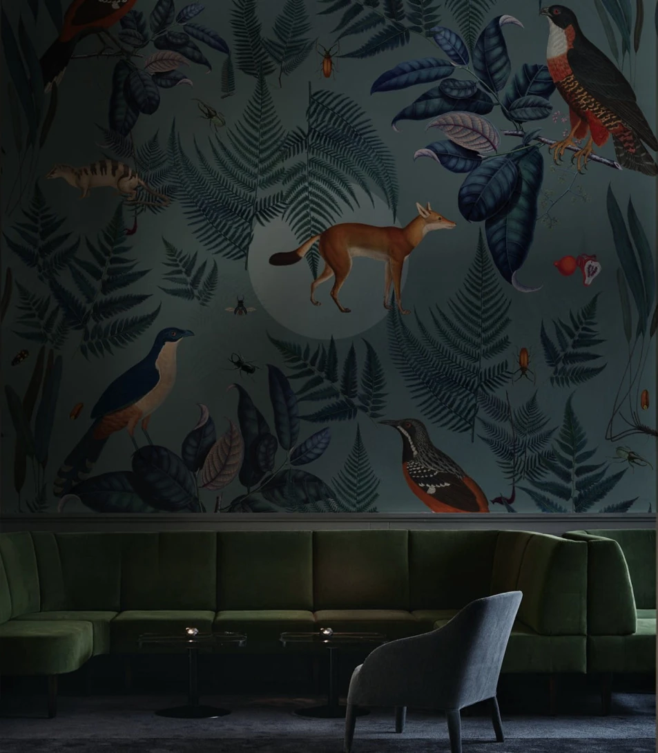 Wallcolors Art Matters Turquoise Fern - mural leśny