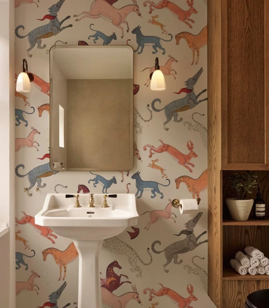 Wallcolors Art Matters Oriental Animals Beige - mural ze zwierzętami