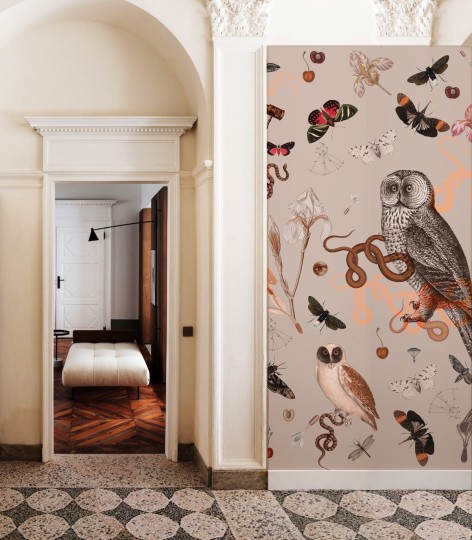 Wallcolors Vintage Therapy Pink Owls - mural sowa