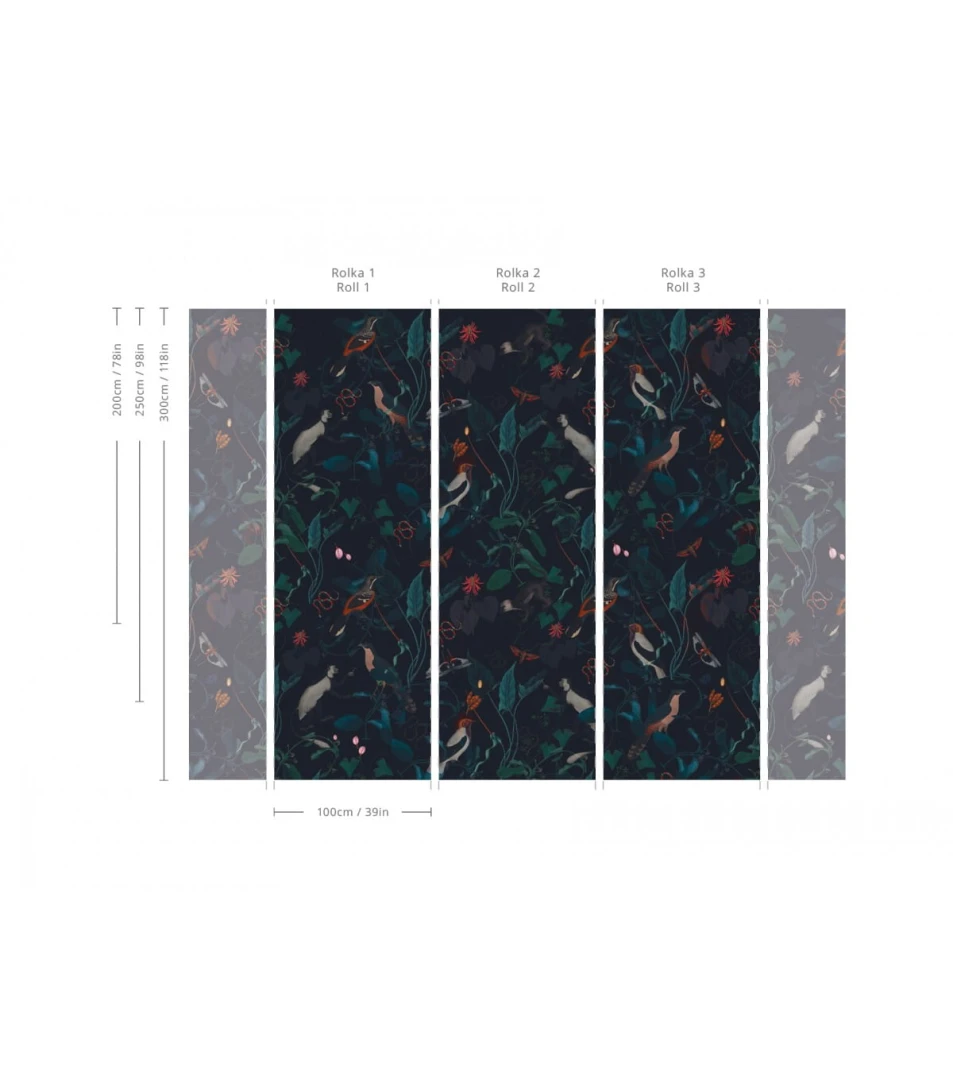 Wallcolors Botanical Experience Teal Blue Garden - mural botaniczny